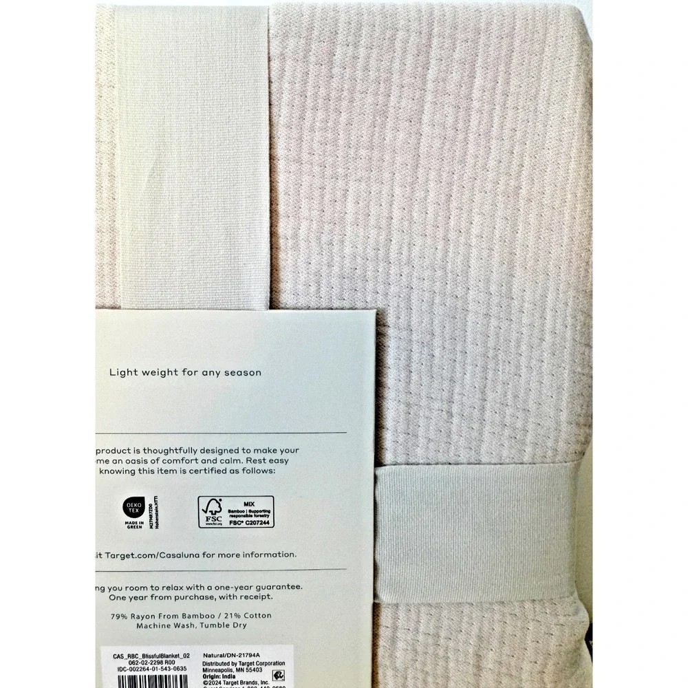 Casaluna Full/Queen Size Rayon Bamboo Blissfull Doublecloth Reversible Blanket - Picture 5 of 7